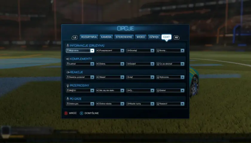 Ekran opcji gry, zakładka "Czat". Tutaj możesz dostosować komunikaty, które pojawią się w grze. To nie jest ekran, jak zmienić język na Steam.