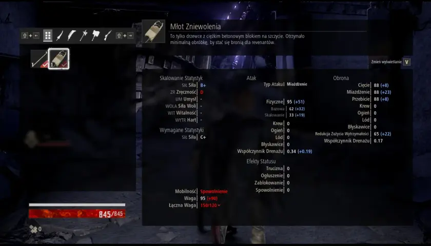 Młot Zniewolenia w Code Vein. Statystyki broni, jej ataki i obrona.