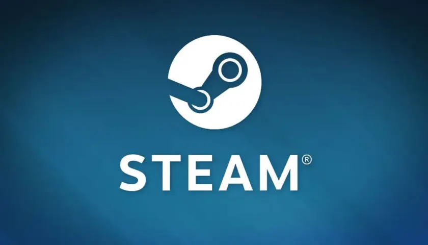 Logo Steam na niebieskim tle. Gdzie jest rynek Steam na telefonie? Tutaj znajdziesz odpowiedź.