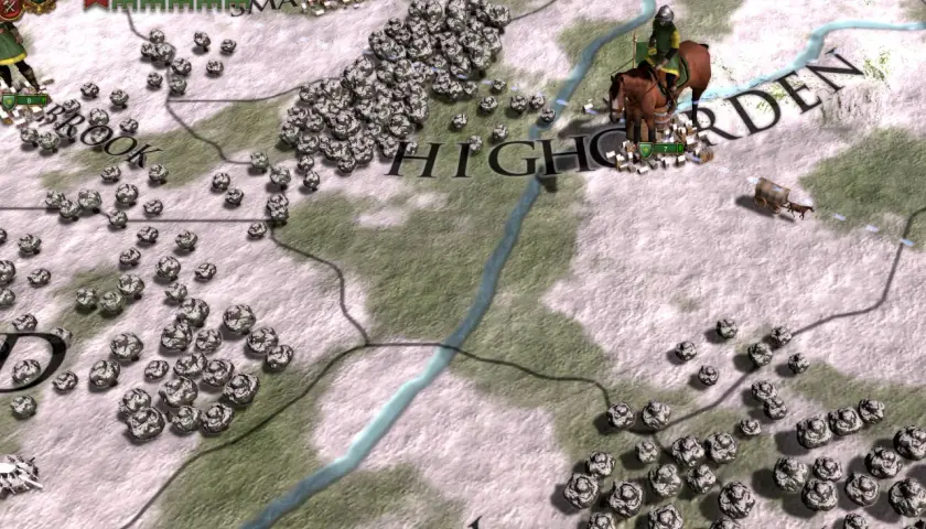 Europa Universalis IV: spolszczenie. Mapa gry z wojskami i nazwami prowincji, w tym "HIGHGARDEN".
