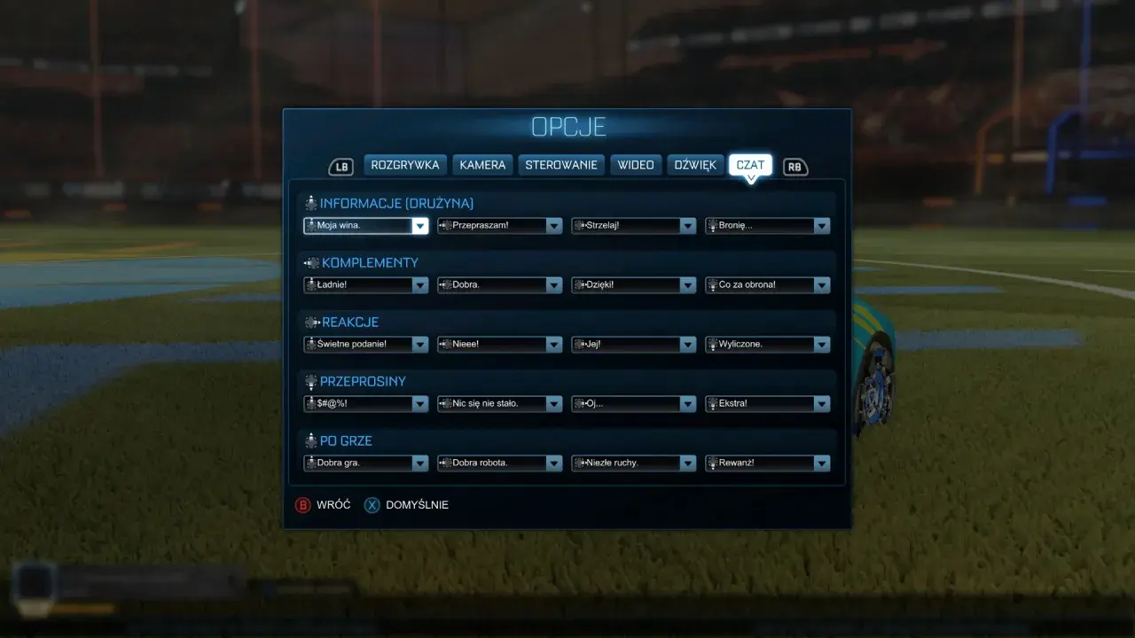Ekran opcji gry, zakładka "Czat". Tutaj możesz dostosować komunikaty, które pojawią się w grze. To nie jest ekran, jak zmienić język na Steam.