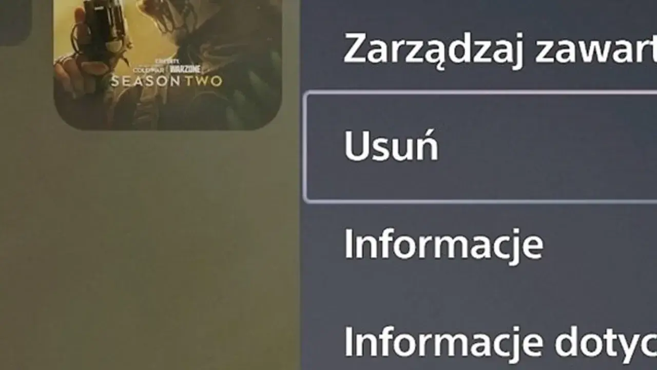 Ekran gry z opcją "Usuń" - jak usunąć dane gry z Google Play.