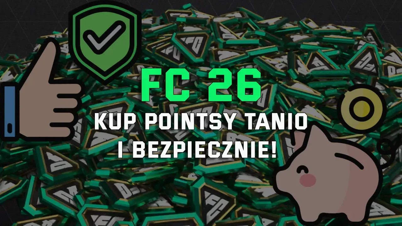 FC 26: jak kupić fifa points tanio i bezpiecznie! Kciuk w górę, skarbonka i tarcza z potwierdzeniem.