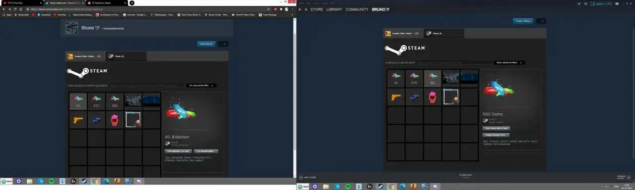 Na ekranie Steam widać przedmioty z gry, w tym 560 klejnotów na worek.